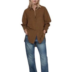 Zara (M) - Brown Wool Blend Button Down Shirt